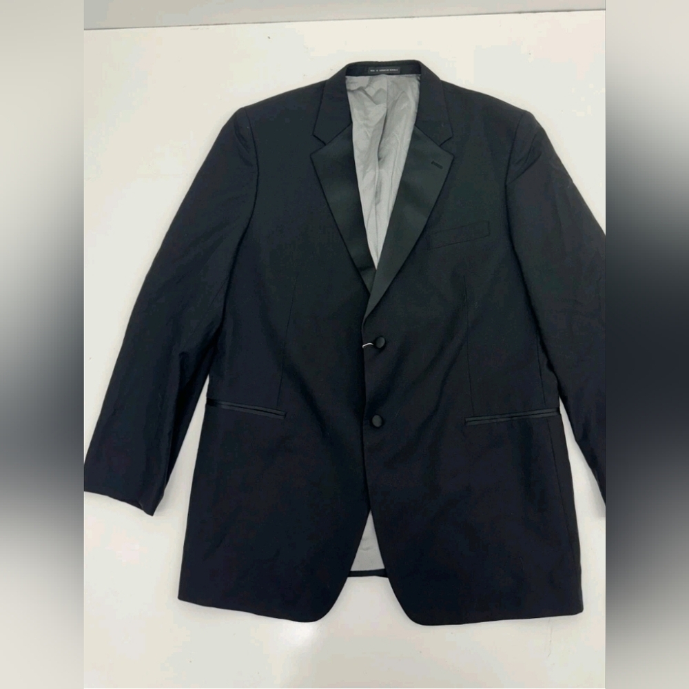 Geoffrey Beene Super 100's Black Satin Lapel Wool Sport Coat Mens Size 40L